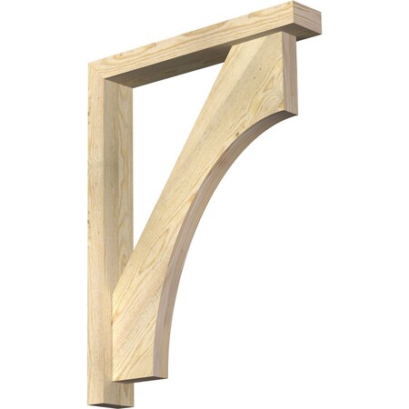Ekena Millwork Westlake Block Rough Sawn Bracket w/ Offset Brace, Douglas Fir, 4"W x 24"D x 32"H BKT0402X24X32WTL05RDF